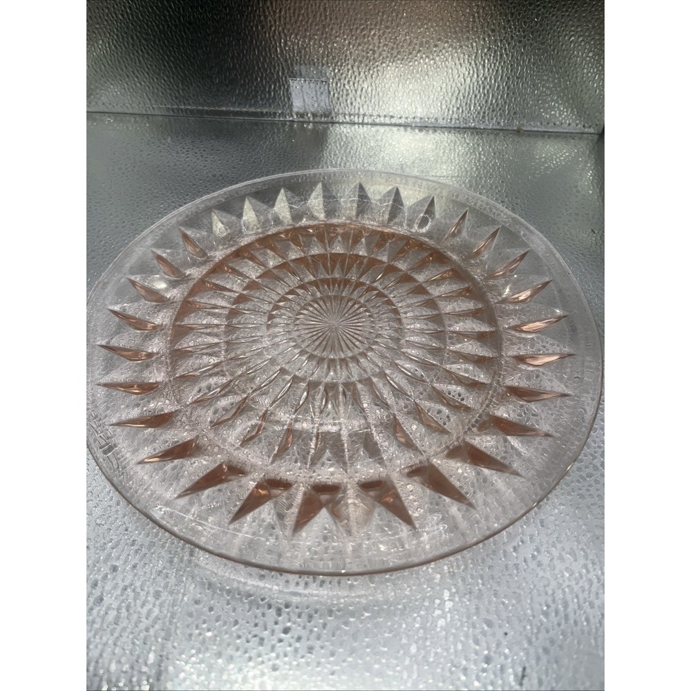 Vtg Pink Depression Glass Windsor Diamond Scalloped Edge 9" Plate